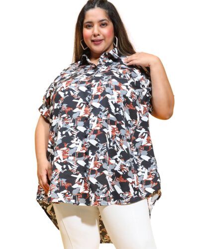 CLOCHOICE Abstract Print Plus Size Shirt: A Steal at ₹677!
