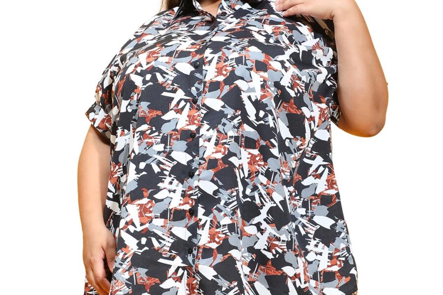 CLOCHOICE Abstract Print Plus Size Shirt: A Steal at ₹677!