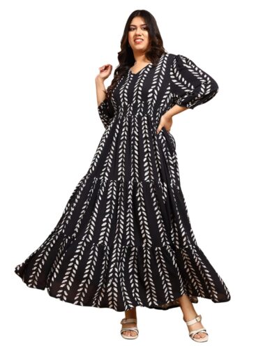 DEEBACO Plus Size Tiered Maxi Dress: Style & Comfort