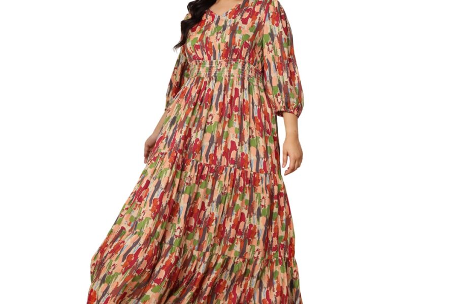 DEEBACO Tie-Dye Midi Dress: Style & Comfort for Curvy Women