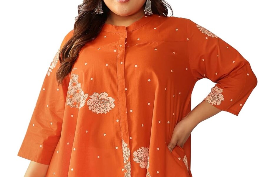 Janasya Orange Cotton Tunic for Plus Size: Your Summer Go-To