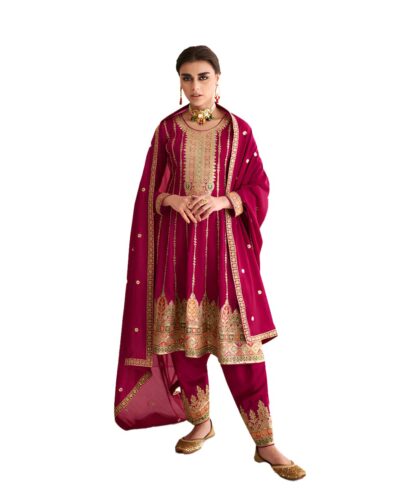 Miss Ethnik Maroon Kurta Palazzo Set: Festive Style for Curvy Women
