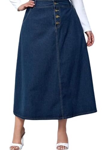 Navy Blue Plus Size Denim Skirt: Your New Go-To Maxi!