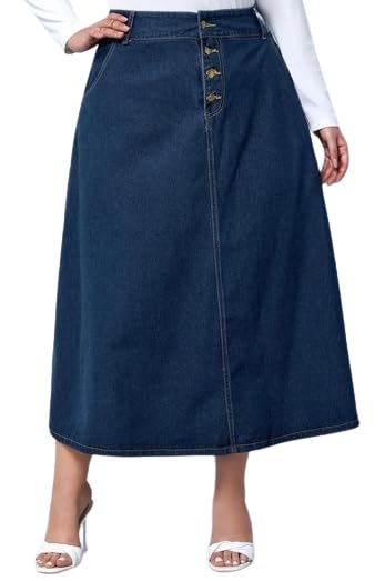 Navy Blue Plus Size Denim Skirt: Your New Go-To Maxi!