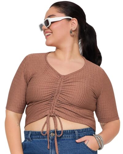 Peach Pink Plus Size Crop Top: Your New Go-To Style!