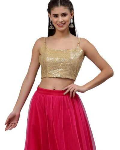 Shine Bright! Studio Rasa Sequins Crop Top for Curvy Girls