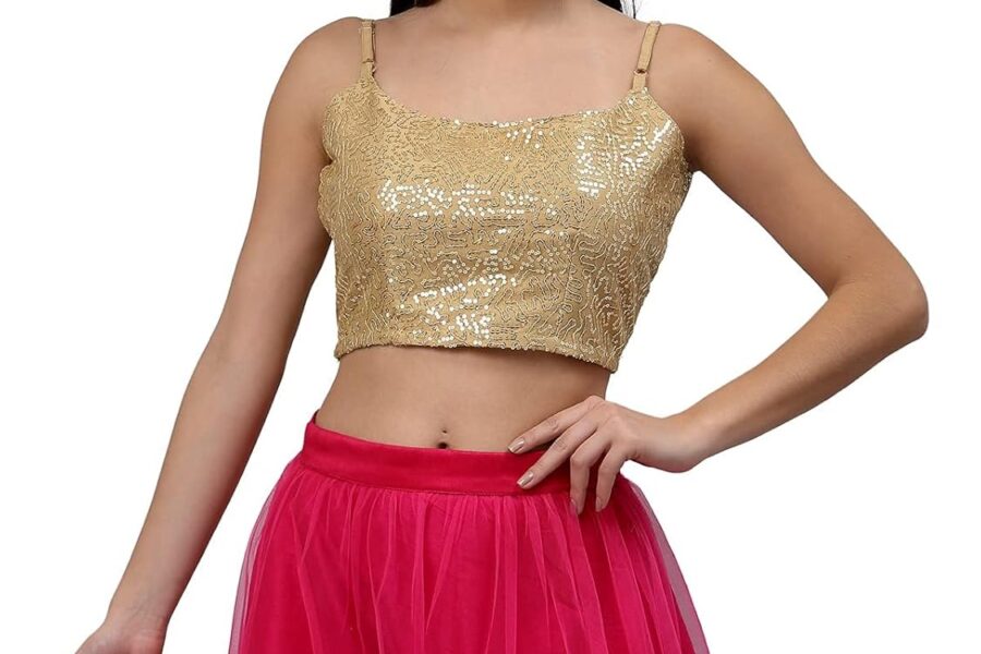 Shine Bright! Studio Rasa Sequins Crop Top for Curvy Girls