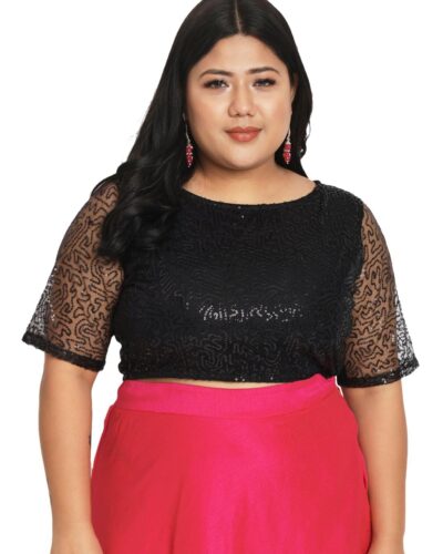 Sparkle & Shine: studio rasa Plus Size Sequin Crop Top