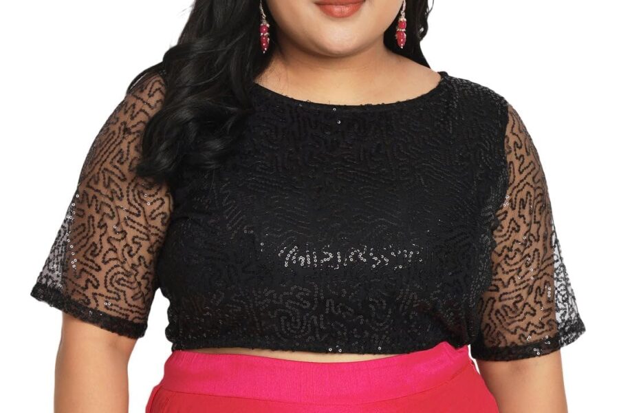 Sparkle & Shine: studio rasa Plus Size Sequin Crop Top