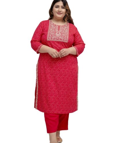 Stunning Red Plus Size Kurti Set: Your Go-To Ethnic Style