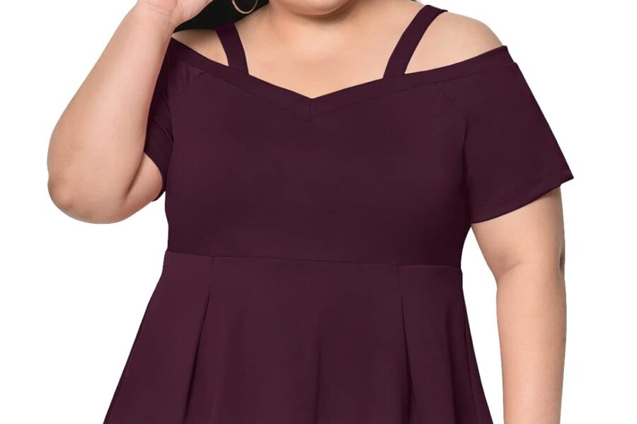 Wild U Wine Off Shoulder Peplum Top: Plus Size Style