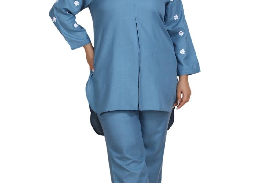 Bani Women Blue Cotton Blend Co-ord: 60% Off Plus Size Style