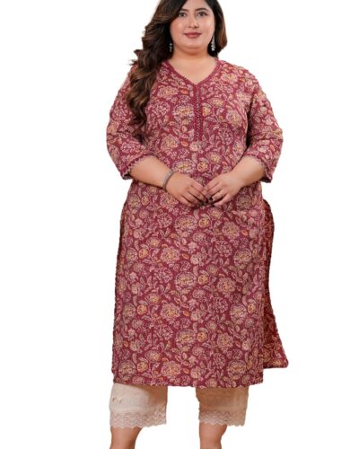 LABULY Red Cotton Kurta: Your Plus Size Summer Essential