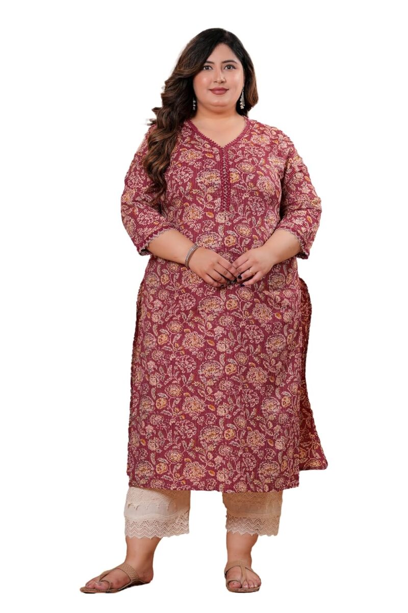 LABULY Red Cotton Kurta: Your Plus Size Summer Essential