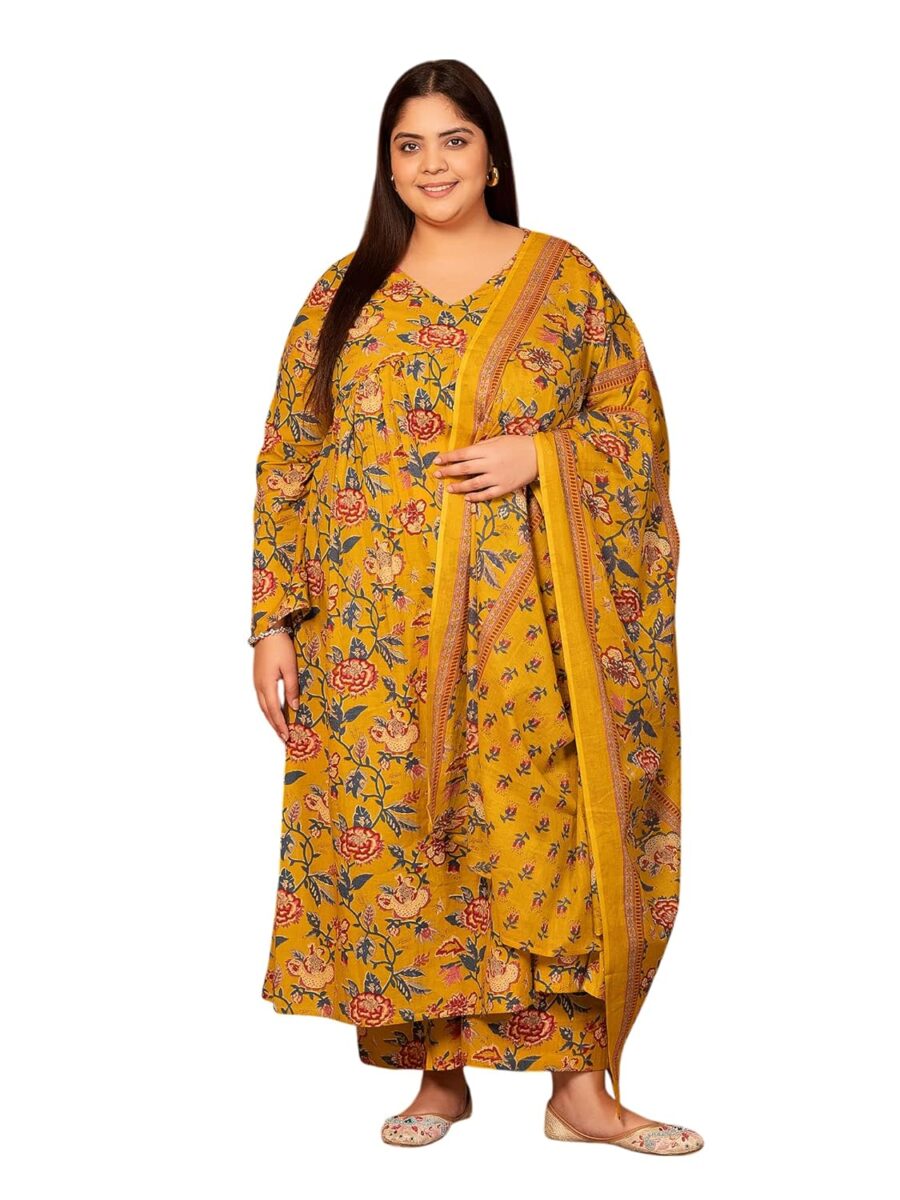 MEERA FAB Cotton Blend Anarkali: Your Plus Size Summer Style