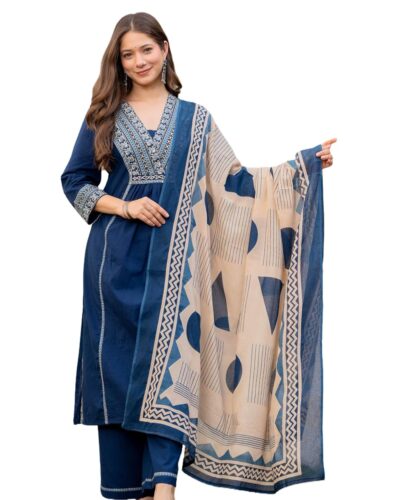 MEERA FAB Floral Cotton Blend Kurta Set: Your Plus Size Summer Essential