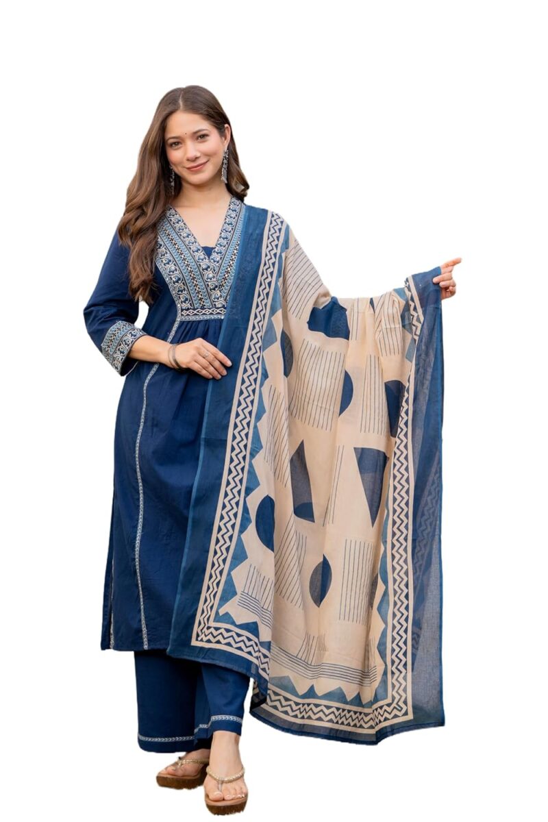 MEERA FAB Floral Cotton Blend Kurta Set: Your Plus Size Summer Essential