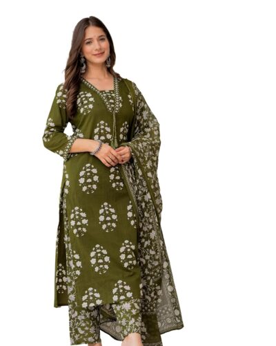 PARTHVI Green Cotton Kurta Set: Your Plus Size Summer Staple!