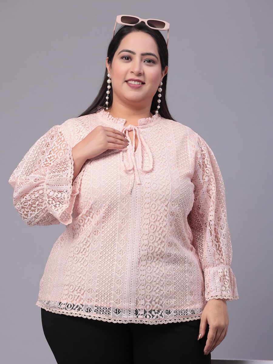 Style Quotient Peach Puff Sleeve Top: Western Style, Desi Heart