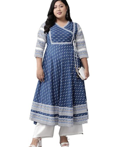 Yash Gallery Blue Cotton Anarkali: Your Plus Size Summer Staple
