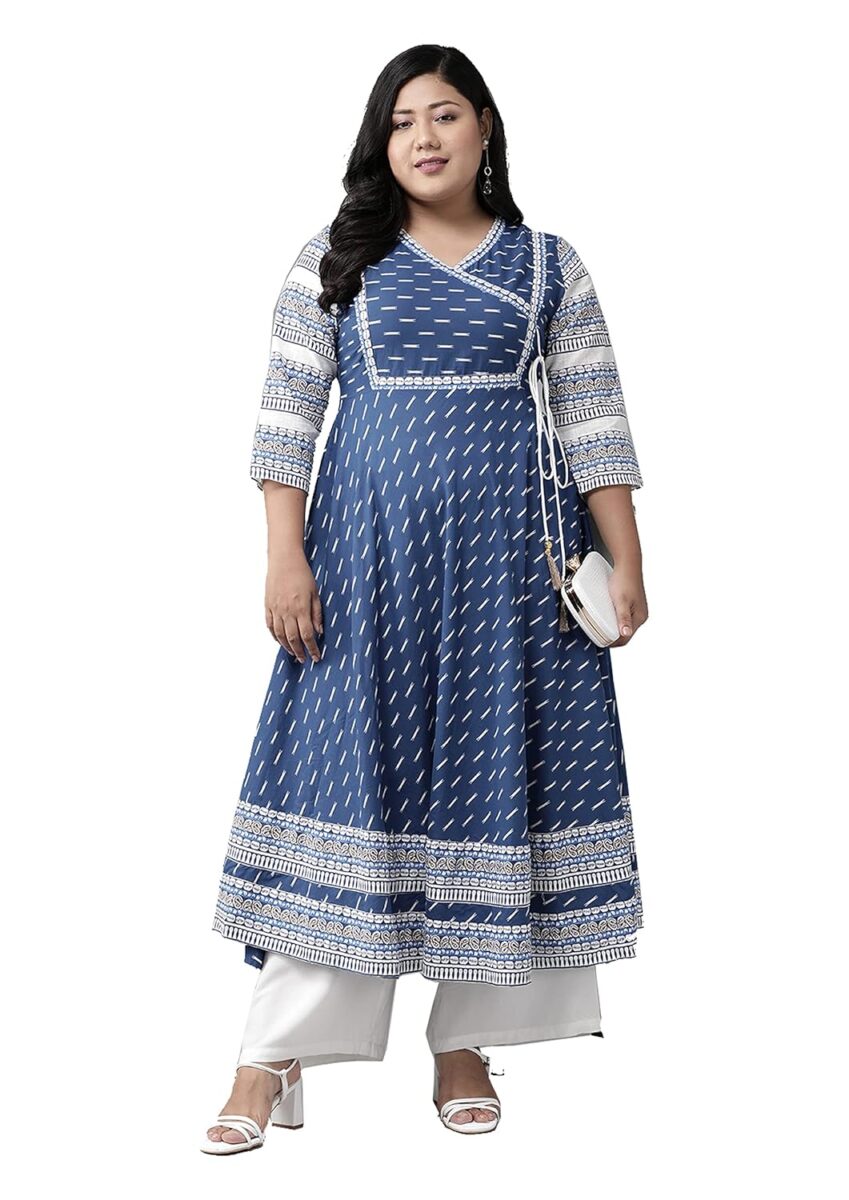 Yash Gallery Blue Cotton Anarkali: Your Plus Size Summer Staple