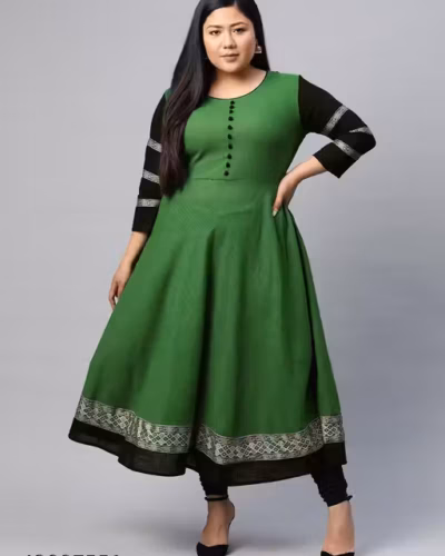 Meesho Find: ₹630 Green Anarkali Kurta for Plus Sizes (XS-6XL)