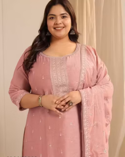 Meesho Steal: Peach Embroidered Silk Blend Suit Set for ₹1,123