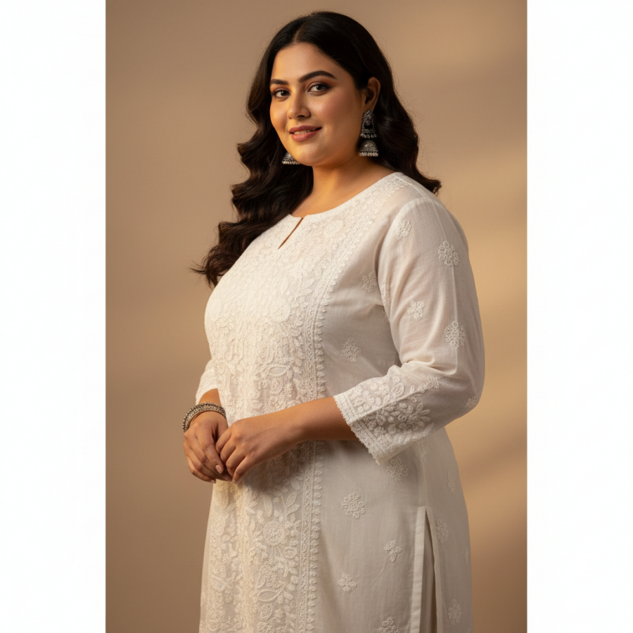 Ada Chikankari Top: Effortless Style for Curvy Women