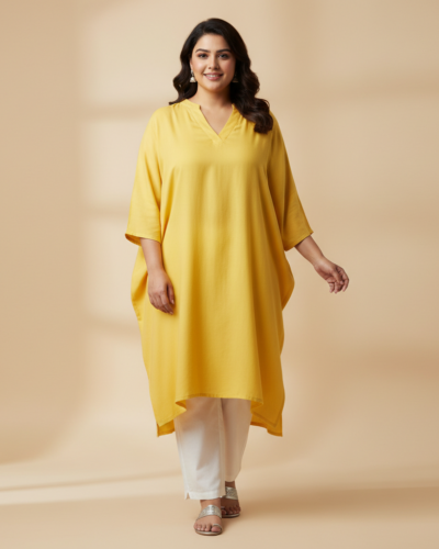 AKRITIK V-Neck Regular Fit Plus Size Kurti: Summer Steal at ₹559