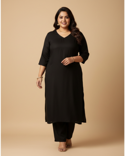ANNI DESIGNER Rayon Blend Straight Kurta Set: ₹737 for Plus Sizes!