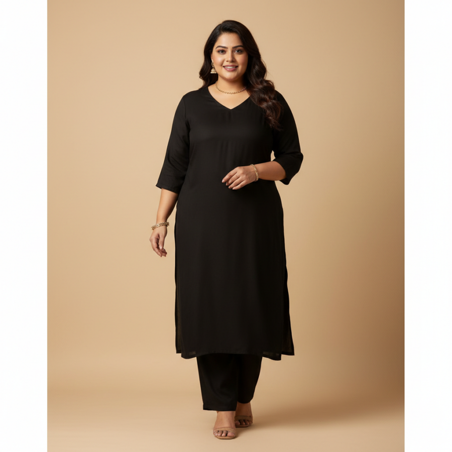 ANNI DESIGNER Rayon Blend Straight Kurta Set: ₹737 for Plus Sizes!