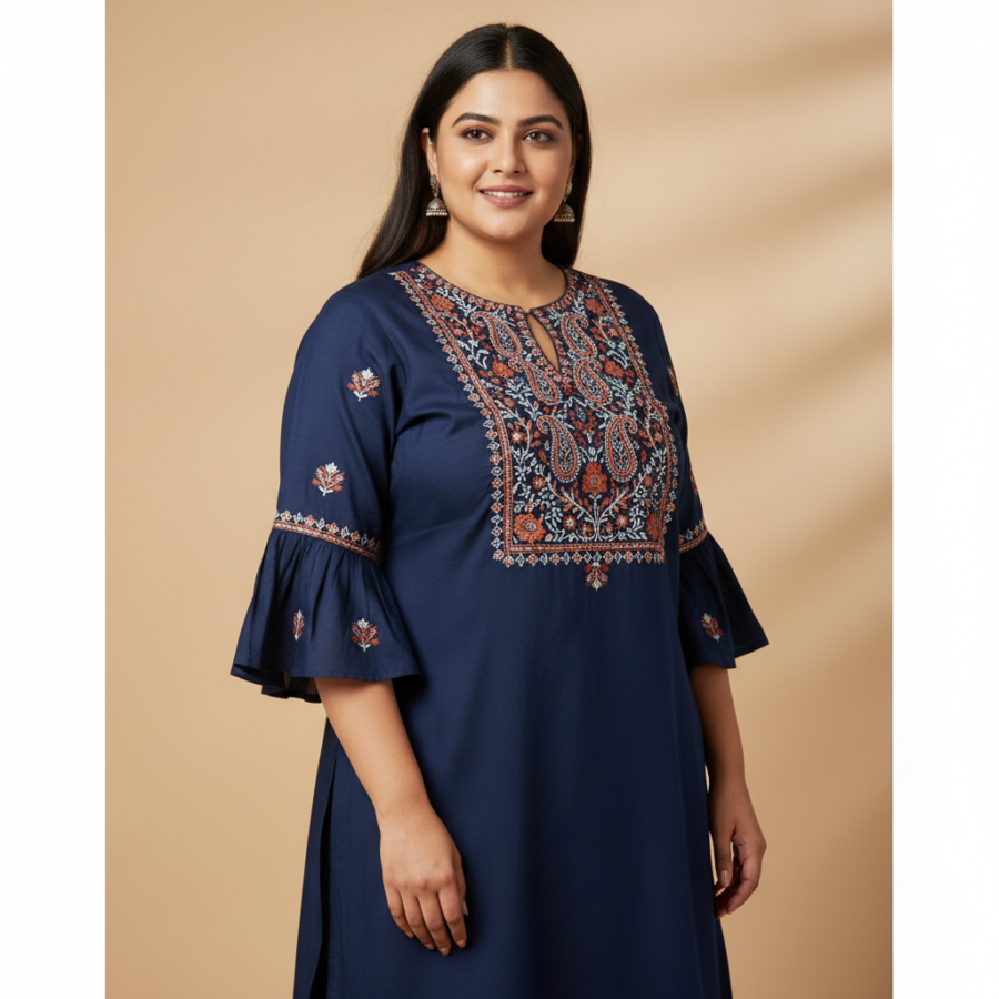 Bee M Pee Designer Rayon Keyhole Neck: Your ₹799 Plus Size Steal!