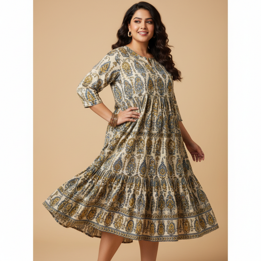 Effortless Style: Indietoga Pure Cotton Tiered Midi Dress
