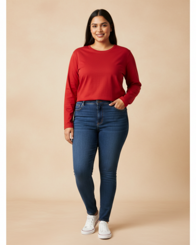 Elite soul Red Cotton Blend T-Shirt: Your Plus Size Everyday Essential