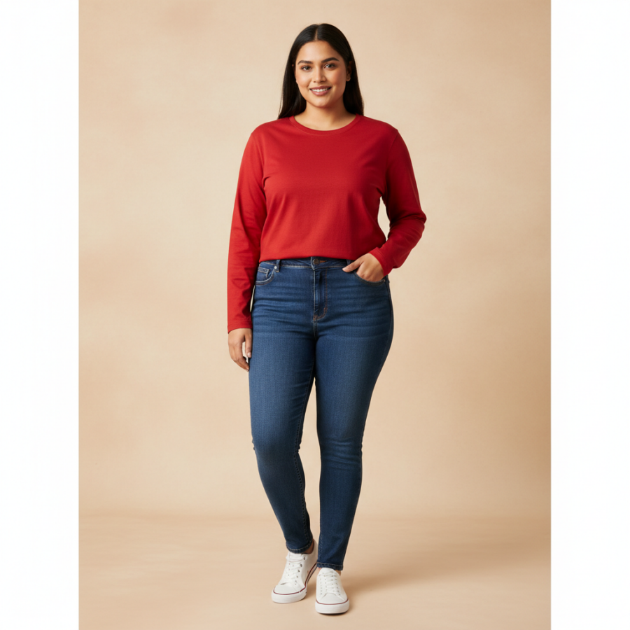 Elite soul Red Cotton Blend T-Shirt: Your Plus Size Everyday Essential