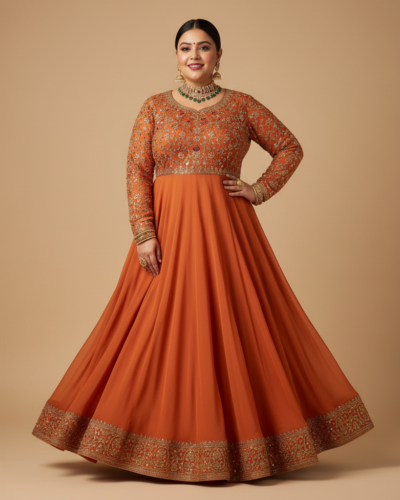 Glam Up with Madhuram Textiles Chinon Embroidery Gown