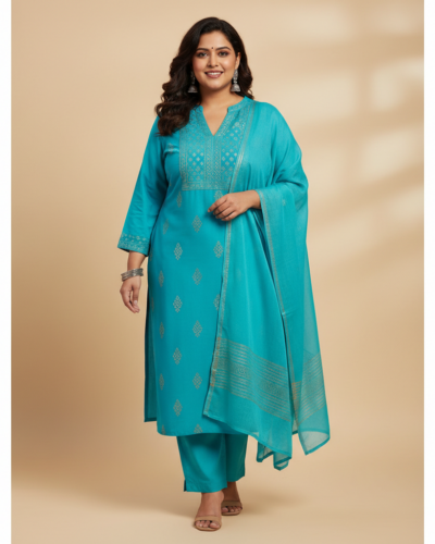 GoSriKi V-Neck Straight Kurta Set: Your Plus Size Summer Steal!