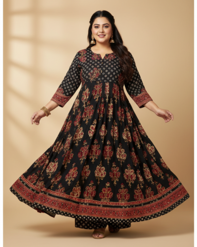 GRECIILOOKS Rayon Anarkali Plus Size Kurta Set: 53% Off!