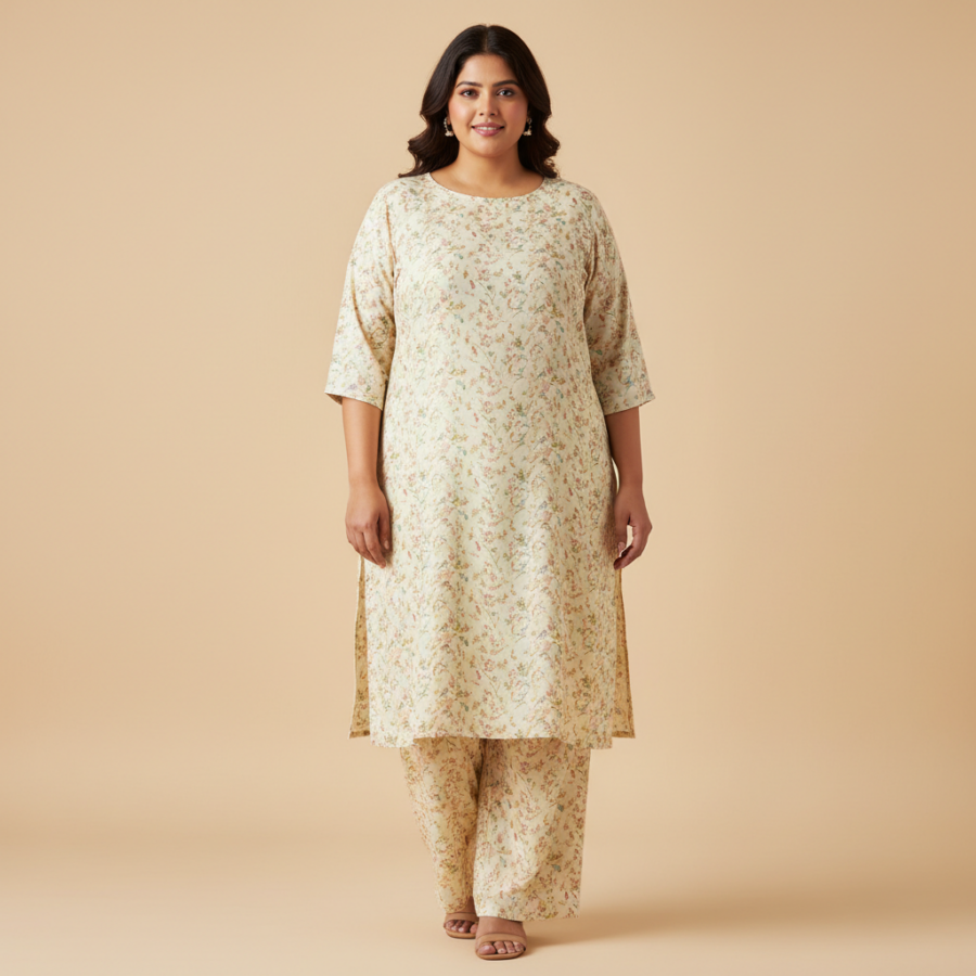 GRECIILOOKS Rayon Floral Co-ord: Your Plus Size Ethnic Dream
