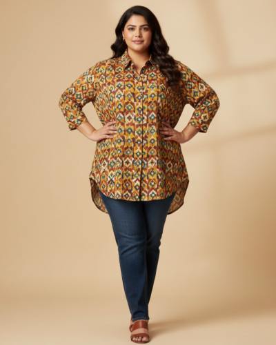Gufrina Geometric Shirt: Classic Style, Plus Size Comfort