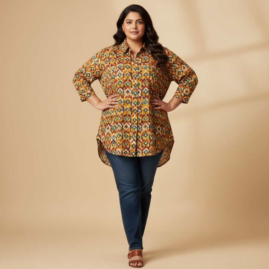 Gufrina Geometric Shirt: Classic Style, Plus Size Comfort