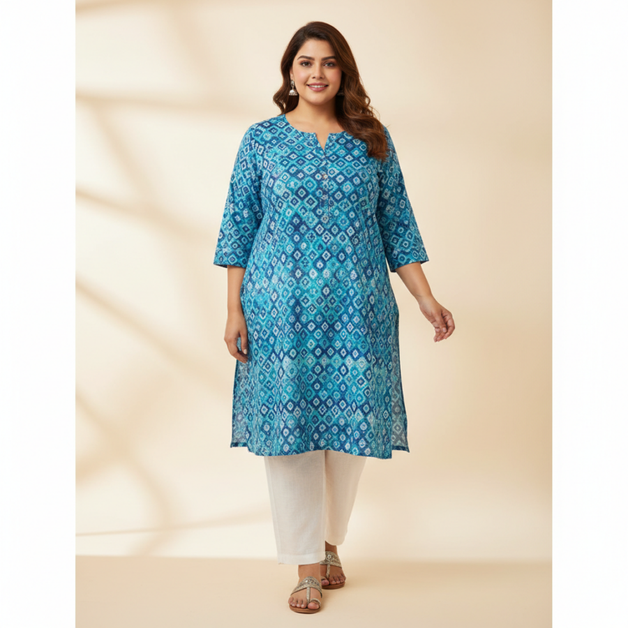 Indietoga Blue Geometric Tunic: Your Plus Size Summer Steal!