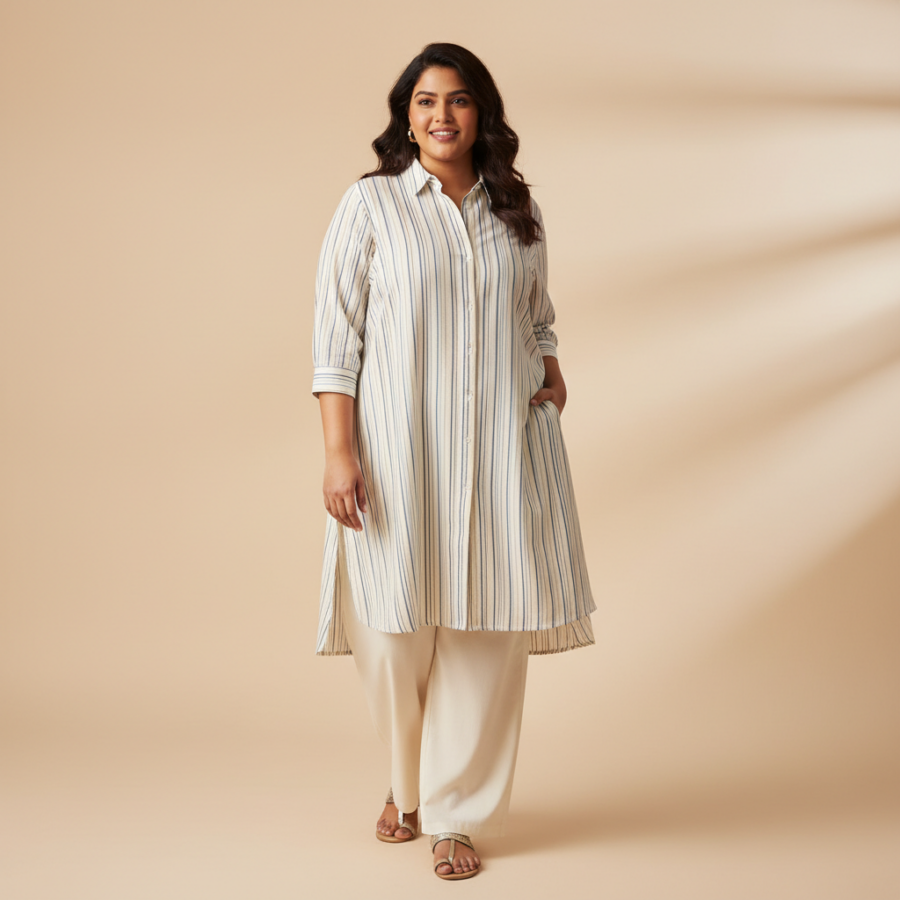 Indietoga Plus Size Longline Stripe Shirt: Your New Go-To!