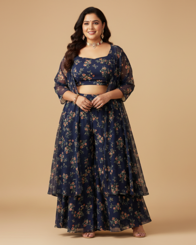 Janasya Navy Blue Sharara Set: Your New Festive Go-To!