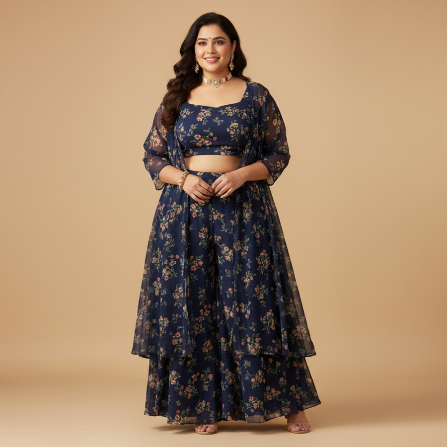 Janasya Navy Blue Sharara Set: Your New Festive Go-To!