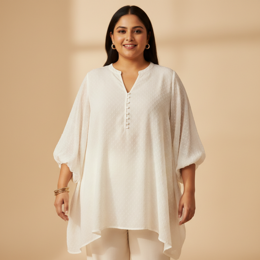 Janasya Plus Size Off White Tunic: Your New Go-To Top!