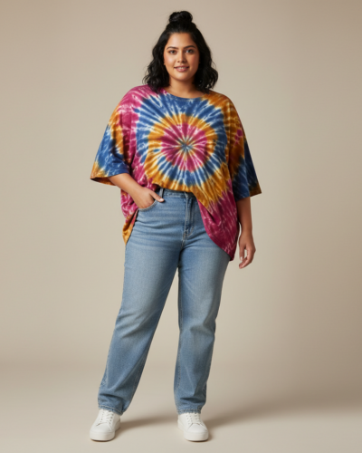 JUNEBERRY Oversized Cotton Tie-Dye Tee: Your New Plus Size Go-To