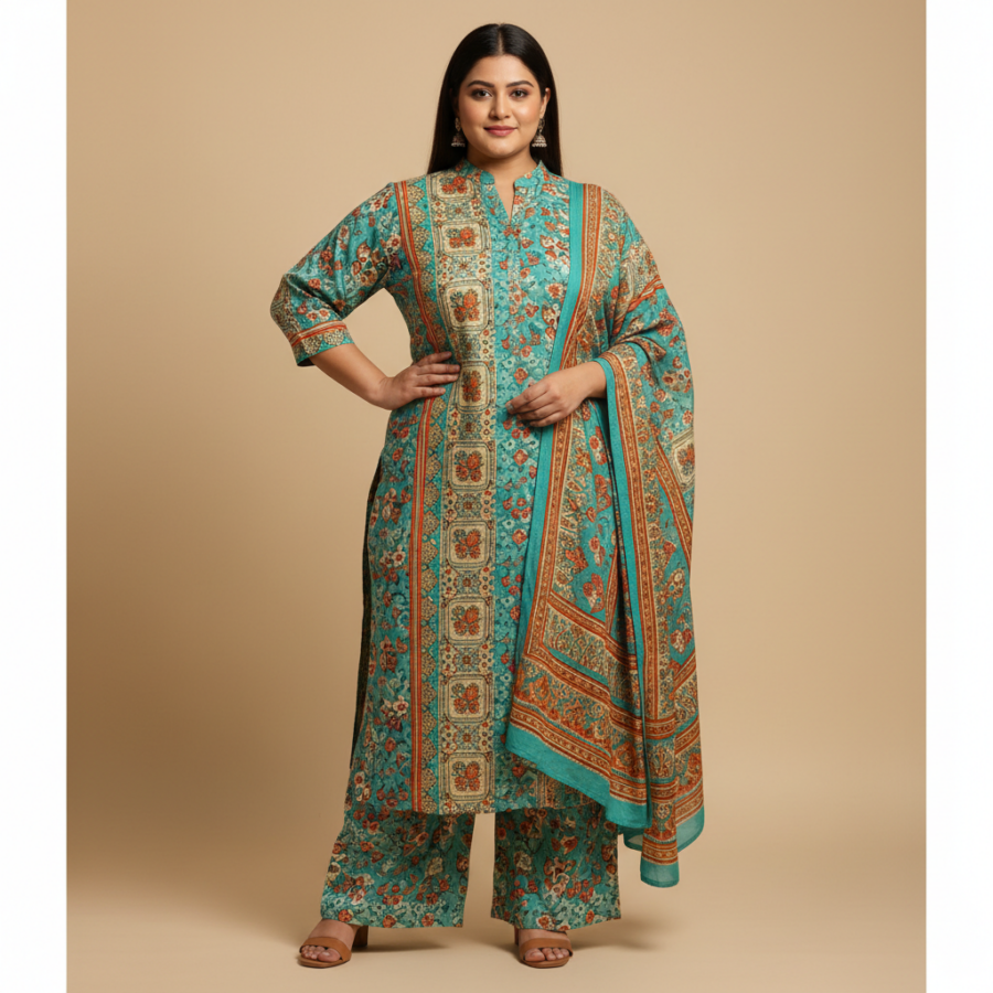 KLOSIA Printed Rayon Kurta Set: Your Plus Size Summer Steal!