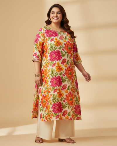 LABULY Plus Size Rayon Flower Printed Kurti: Steal at ₹500!