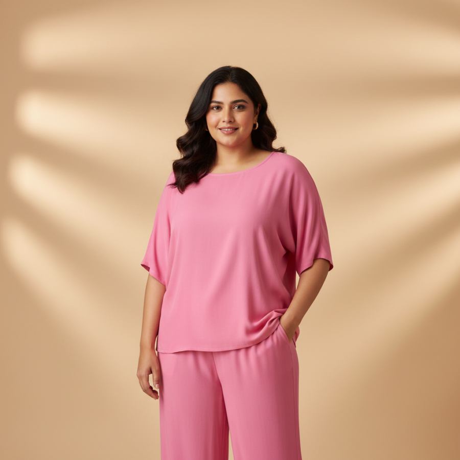 Leriya Fashion Pink Rayon Co-ord Set: Your Next Plus Size Go-To!